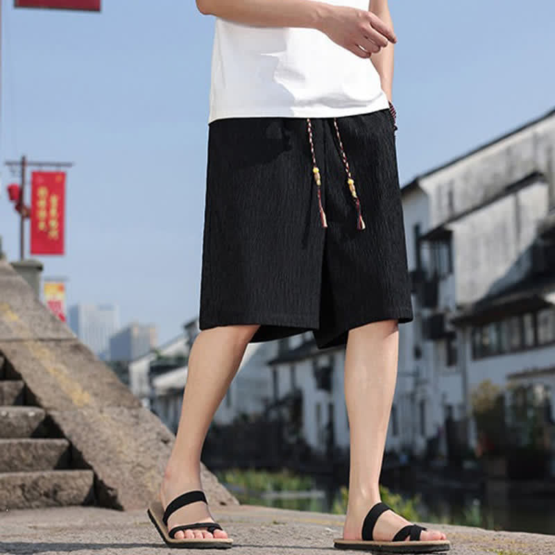 Pantaloncini Bermuda da uomo, tinta unita, con coulisse e tasche, con stampa Buddha Stones, ideali per l'estate. - image 10