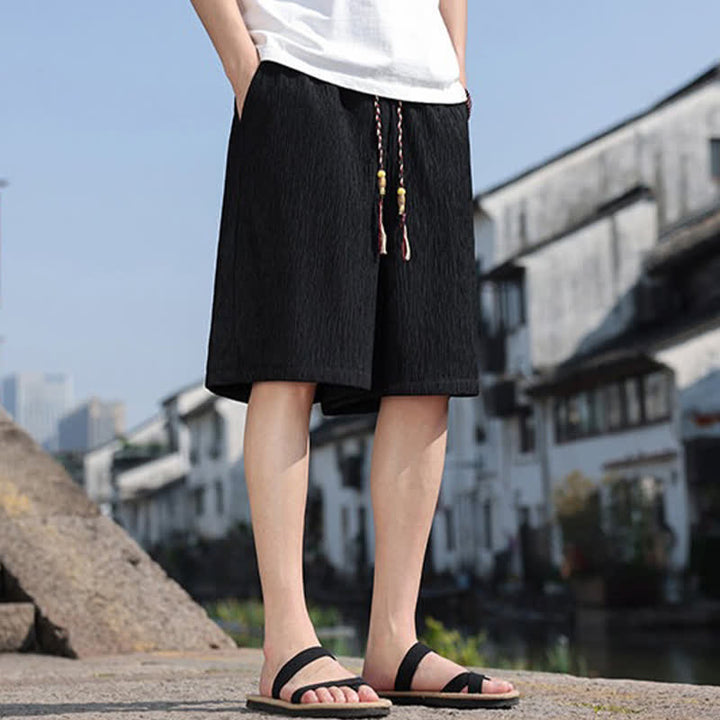Pantaloncini Bermuda da uomo, tinta unita, con coulisse e tasche, con stampa Buddha Stones, ideali per l'estate. - image 14