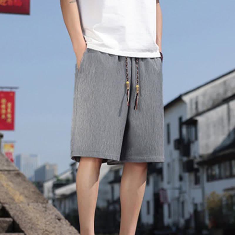 Pantaloncini Bermuda da uomo, tinta unita, con coulisse e tasche, con stampa Buddha Stones, ideali per l'estate. - Argento - US/UK/AU46, EU56 (5XL) - image 18