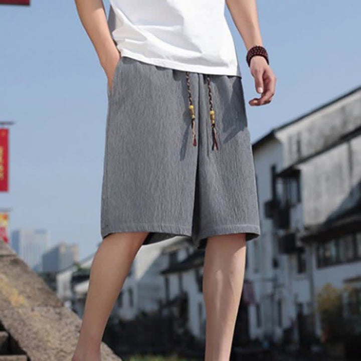 Pantaloncini Bermuda da uomo, tinta unita, con coulisse e tasche, con stampa Buddha Stones, ideali per l'estate. - image 21