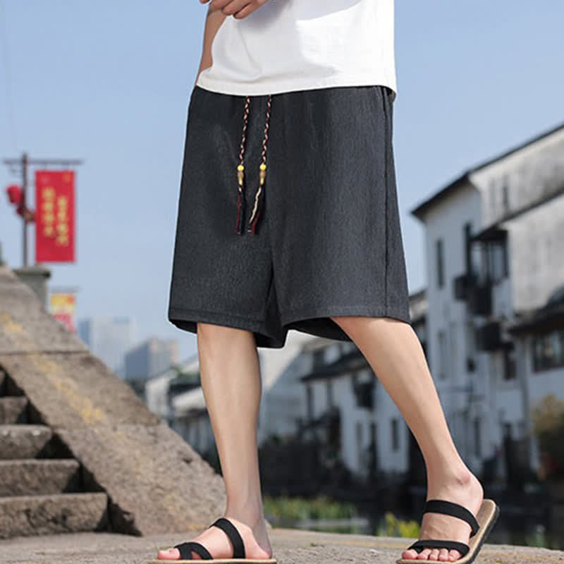 Pantaloncini Bermuda da uomo, tinta unita, con coulisse e tasche, con stampa Buddha Stones, ideali per l'estate. - image 31