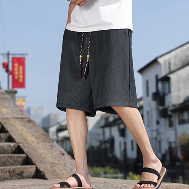 Pantaloncini Bermuda da uomo, tinta unita, con coulisse e tasche, con stampa Buddha Stones, ideali per l'estate. - image 31