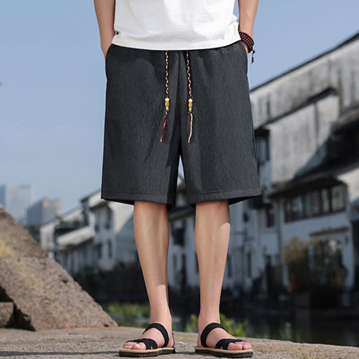 Pantaloncini Bermuda da uomo, tinta unita, con coulisse e tasche, con stampa Buddha Stones, ideali per l'estate. - image 29