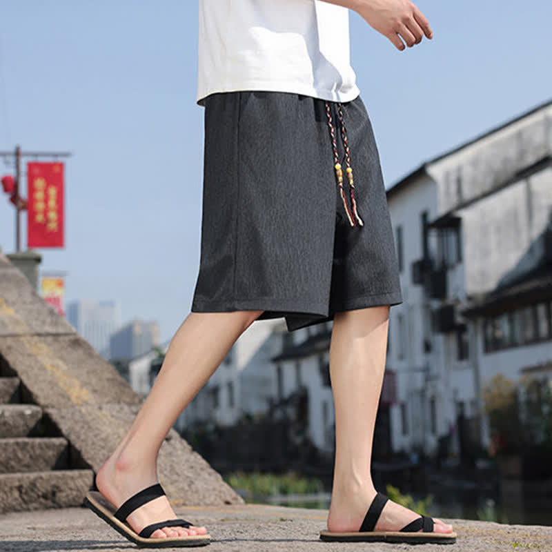 Pantaloncini Bermuda da uomo, tinta unita, con coulisse e tasche, con stampa Buddha Stones, ideali per l'estate. - image 35