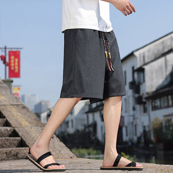 Pantaloncini Bermuda da uomo, tinta unita, con coulisse e tasche, con stampa Buddha Stones, ideali per l'estate. - image 35