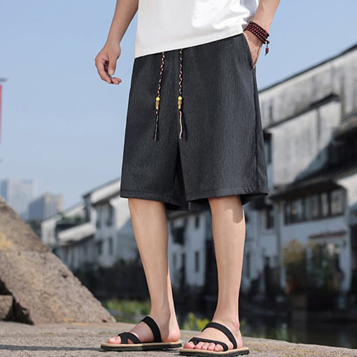 Pantaloncini Bermuda da uomo, tinta unita, con coulisse e tasche, con stampa Buddha Stones, ideali per l'estate. - image 32