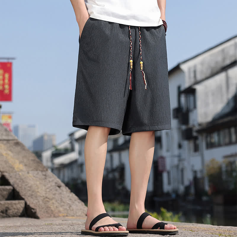 Pantaloncini Bermuda da uomo, tinta unita, con coulisse e tasche, con stampa Buddha Stones, ideali per l'estate. - image 30