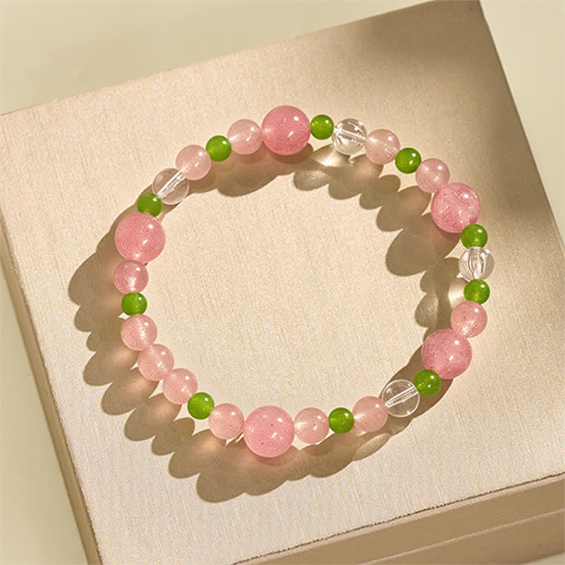 Buddha Stones Bracciale curativo in quarzo fragola, agata verde e quarzo trasparente - image 2