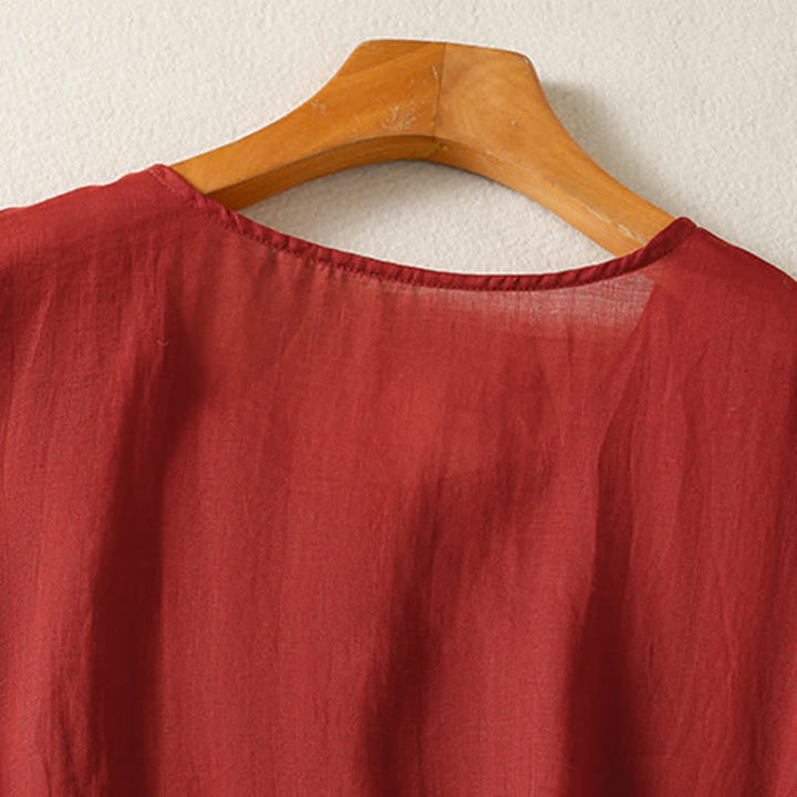 Camicia da donna a maniche corte, stile boho, estiva, casual, con tasche applicate e mezzo bottone, con Buddha Stones. - image 11
