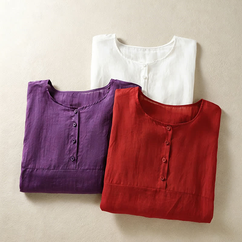Camicia da donna a maniche corte, stile boho, estiva, casual, con tasche applicate e mezzo bottone, con Buddha Stones. - image 25