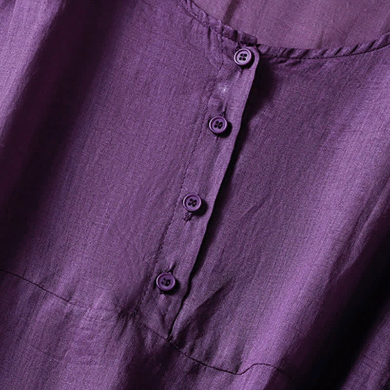 Camicia da donna a maniche corte, stile boho, estiva, casual, con tasche applicate e mezzo bottone, con Buddha Stones. - image 4