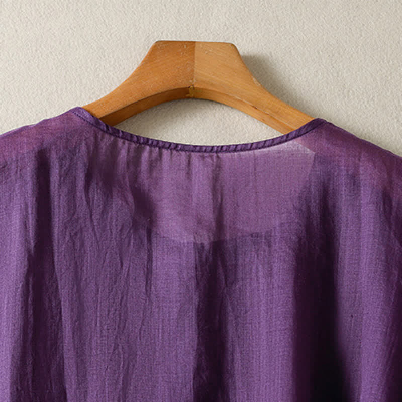 Camicia da donna a maniche corte, stile boho, estiva, casual, con tasche applicate e mezzo bottone, con Buddha Stones. - image 3