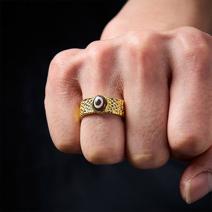 Anello portafortuna Buddha Stones, perline Dzi, rame e ottone. - image 4