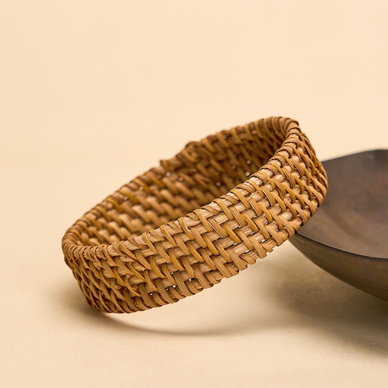 Buddha Stones Bracciale largo in rattan intrecciato a mano, stile bohémien, con base a terra. - image 1
