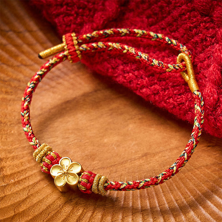 Buddha Stones Braccialetto di protezione con fiori e pesci koi, intrecciato a mano con cordino rosso. - image 13