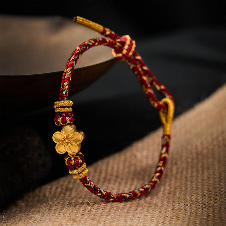 Buddha Stones Braccialetto di protezione con fiori e pesci koi, intrecciato a mano con cordino rosso. - image 20