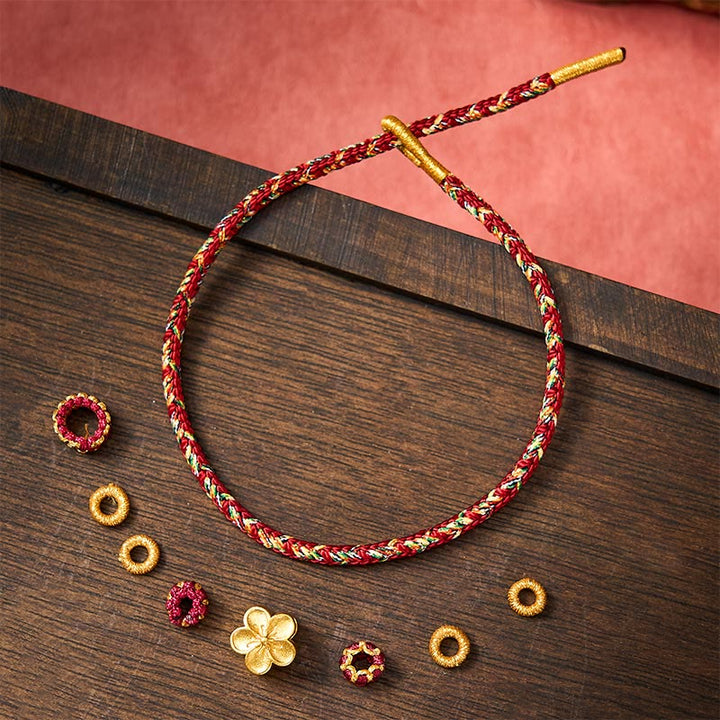 Buddha Stones Braccialetto di protezione con fiori e pesci koi, intrecciato a mano con cordino rosso. - image 21