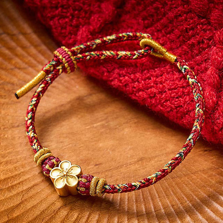 Buddha Stones Braccialetto di protezione con fiori e pesci koi, intrecciato a mano con cordino rosso. - image 19