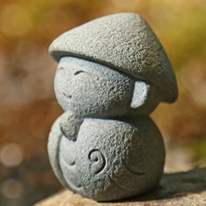 Buddha Stones Piccola statua in resina del Buddha Ksitigarbha in preghiera, raffigurante la compassione e la meditazione. - image 6