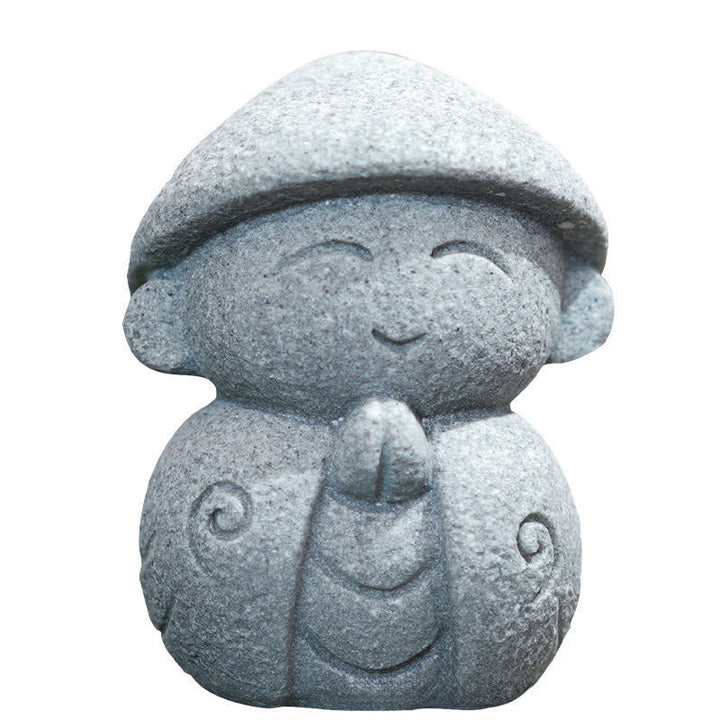 Buddha Stones Piccola statua in resina del Buddha Ksitigarbha in preghiera, raffigurante la compassione e la meditazione. - image 8