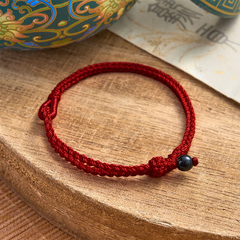 Buddha Stones Bracciale Balance in avventurina verde con cordino rosso - Onice Nero - Corda rosso scuro - 19–20 cm - image 33