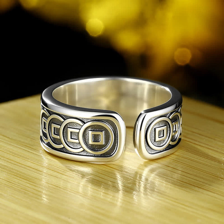Anello di protezione Jambhala tibetano in rame placcato argento e giallo con Buddha Stones. - image 2