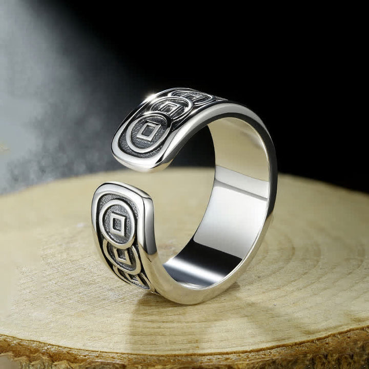 Anello di protezione Jambhala tibetano in rame placcato argento e giallo con Buddha Stones. - image 3