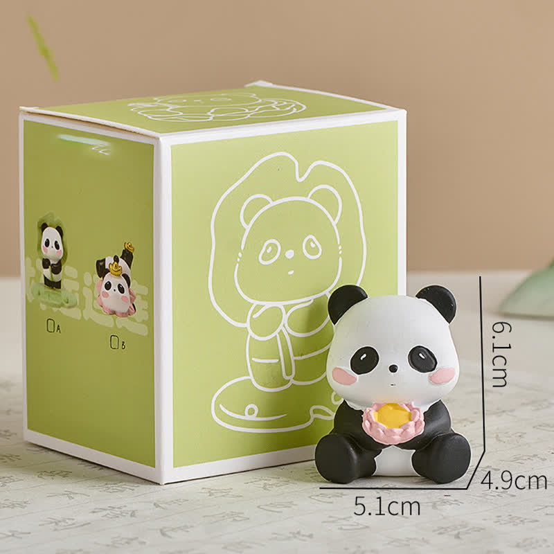 Buddha Stones Supporto per telefono in resina a forma di loto e panda, decorazione a forma di animale carino - Panda che tiene un loto - Resina (Protezione ♥ Energia di Stabilità) - image 24