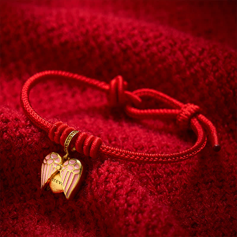 Buddha Stones Braccialetto portafortuna con ciondolo a forma di cuore e cordino rosso intrecciato, fatto a mano. - image 10