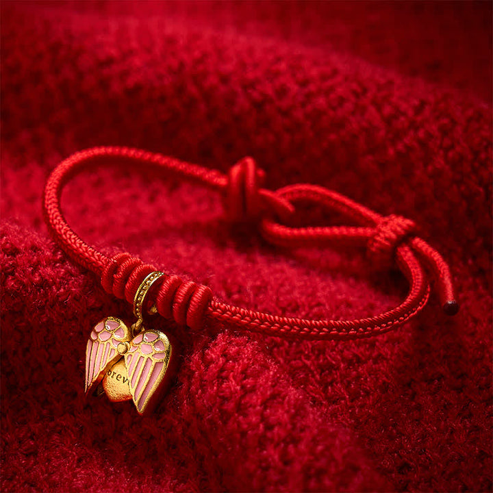 Buddha Stones Braccialetto portafortuna con ciondolo a forma di cuore e cordino rosso intrecciato, fatto a mano. - image 10