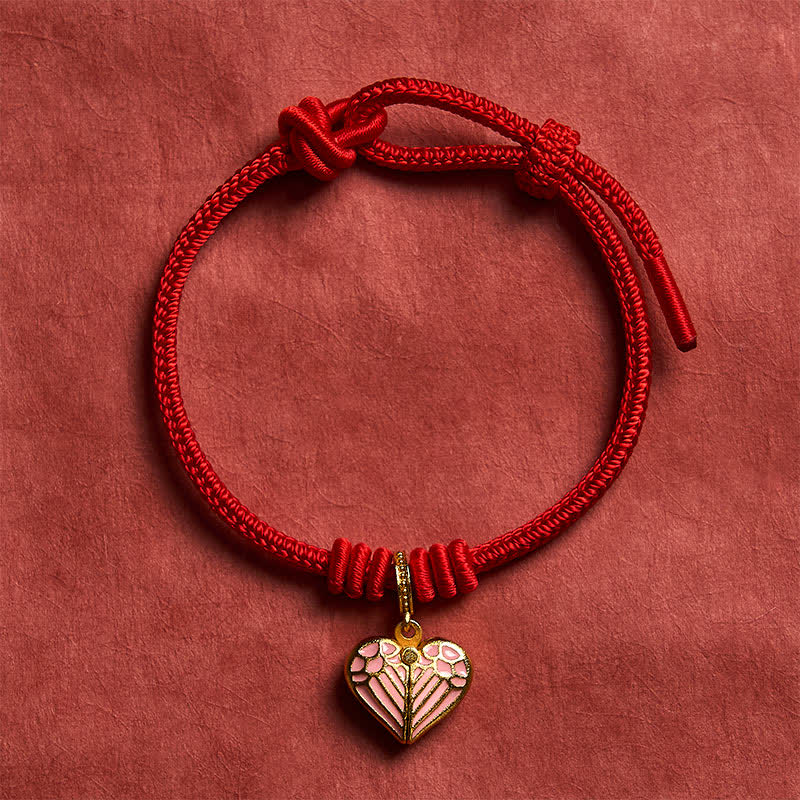 Buddha Stones Braccialetto portafortuna con ciondolo a forma di cuore e cordino rosso intrecciato, fatto a mano. - image 13