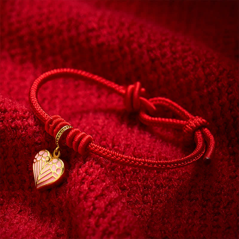 Buddha Stones Braccialetto portafortuna con ciondolo a forma di cuore e cordino rosso intrecciato, fatto a mano. - image 11