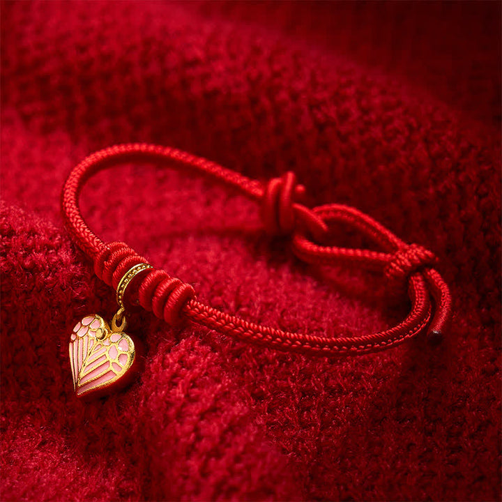 Buddha Stones Braccialetto portafortuna con ciondolo a forma di cuore e cordino rosso intrecciato, fatto a mano. - image 11