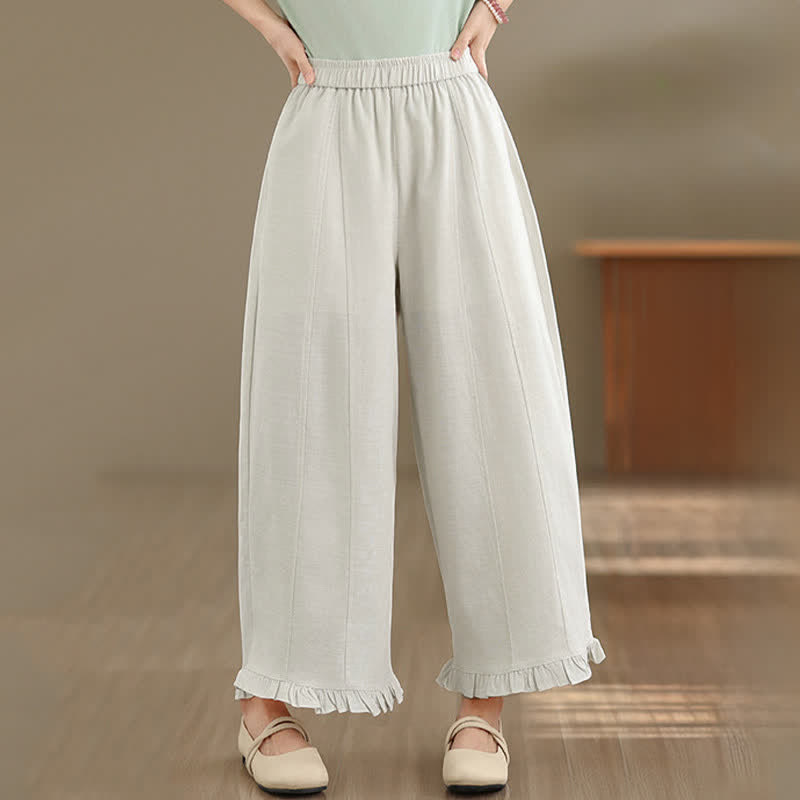 Pantaloni corti da donna a gamba larga con tasche, stile minimalista estivo, casual, con motivo Buddha Stones. - Beige - US8-10, UK/AU12-14, EU40-42 (2XL) - image 27