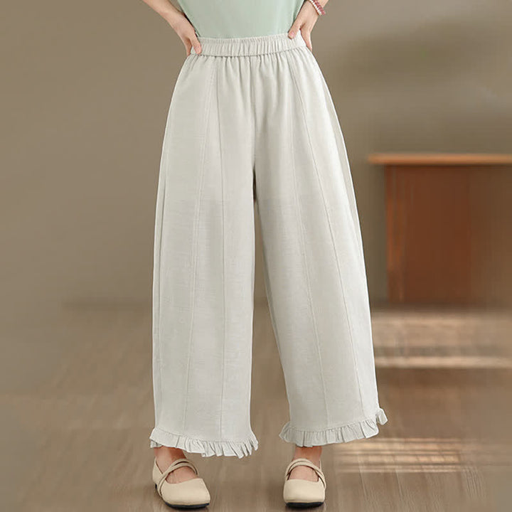 Pantaloni corti da donna a gamba larga con tasche, stile minimalista estivo, casual, con motivo Buddha Stones. - Beige - US8-10, UK/AU12-14, EU40-42 (2XL) - image 27