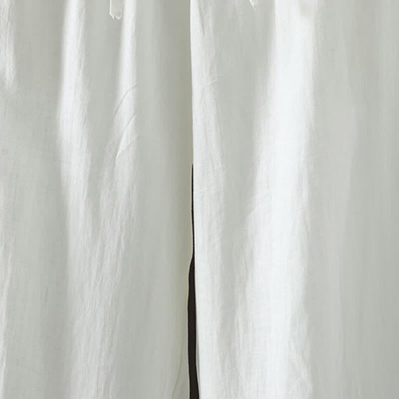 Buddha Stones Pantaloni estivi casual minimalisti con coulisse in cotone e lino tinta unita, modello alla caviglia, da donna, a gamba dritta con tasca. - image 13