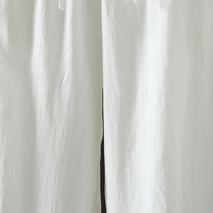 Buddha Stones Pantaloni estivi casual minimalisti con coulisse in cotone e lino tinta unita, modello alla caviglia, da donna, a gamba dritta con tasca. - image 13