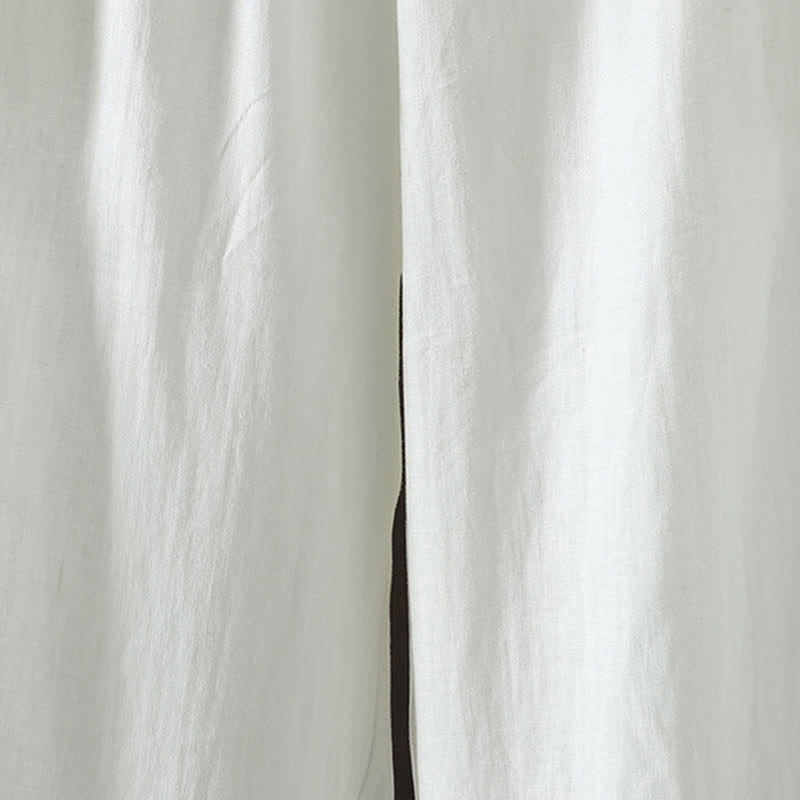 Buddha Stones Pantaloni estivi casual minimalisti con coulisse in cotone e lino tinta unita, modello alla caviglia, da donna, a gamba dritta con tasca. - image 12