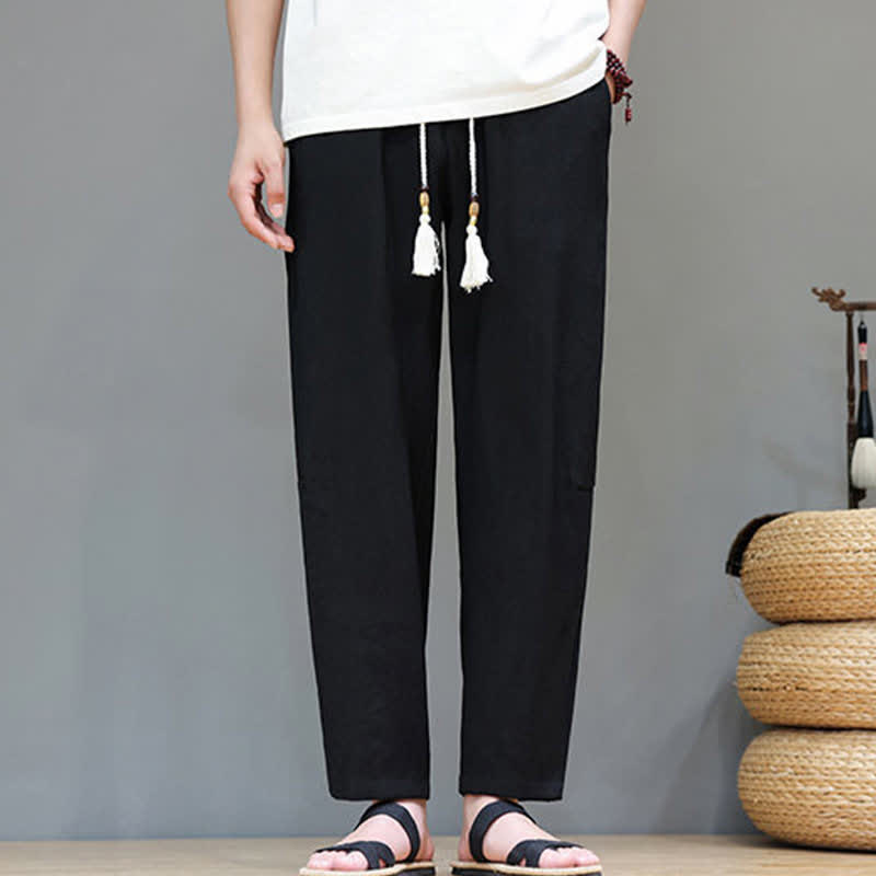 Pantaloni da uomo a gamba dritta, minimalisti, estivi, casual, con coulisse e tasca, con motivo Buddha Stones. - image 21