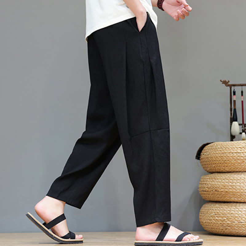 Pantaloni da uomo a gamba dritta, minimalisti, estivi, casual, con coulisse e tasca, con motivo Buddha Stones. - image 22
