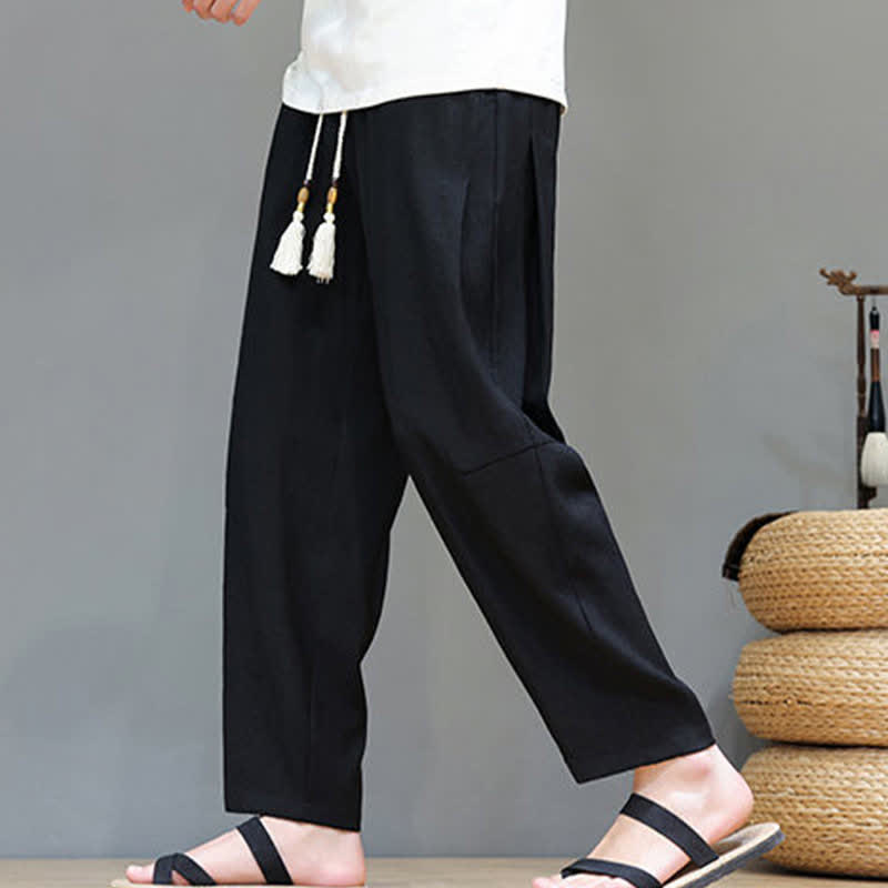 Pantaloni da uomo a gamba dritta, minimalisti, estivi, casual, con coulisse e tasca, con motivo Buddha Stones. - Nero - US/UK/AU46, EU56 (5XL) - image 20