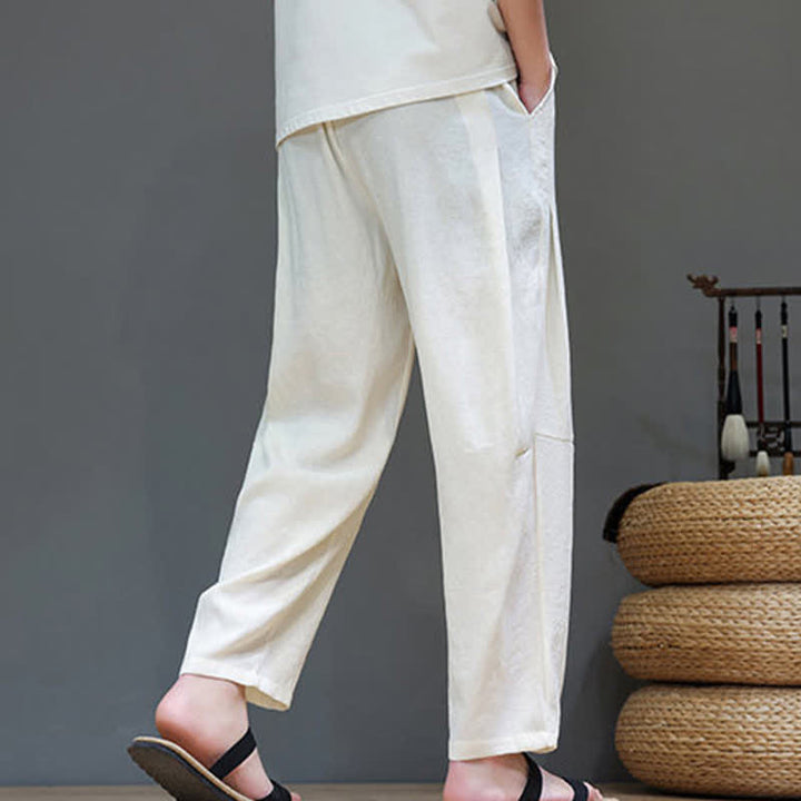 Pantaloni da uomo a gamba dritta, minimalisti, estivi, casual, con coulisse e tasca, con motivo Buddha Stones. - image 18