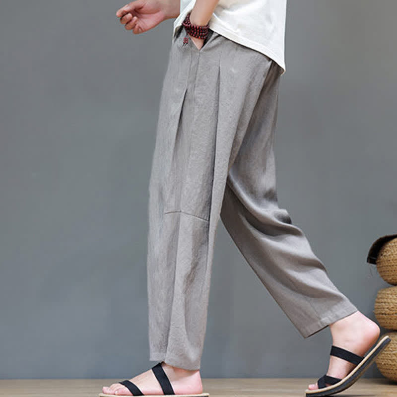 Pantaloni da uomo a gamba dritta, minimalisti, estivi, casual, con coulisse e tasca, con motivo Buddha Stones. - image 3