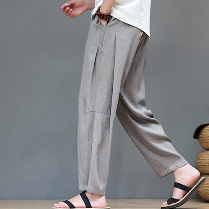 Pantaloni da uomo a gamba dritta, minimalisti, estivi, casual, con coulisse e tasca, con motivo Buddha Stones. - image 3
