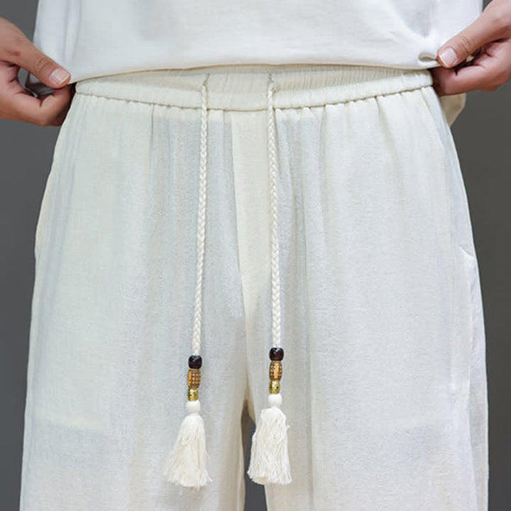 Pantaloni da uomo a gamba dritta, minimalisti, estivi, casual, con coulisse e tasca, con motivo Buddha Stones. - image 16