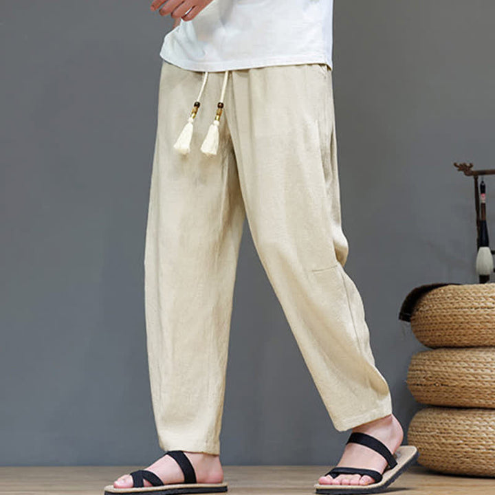 Pantaloni da uomo a gamba dritta, minimalisti, estivi, casual, con coulisse e tasca, con motivo Buddha Stones. - image 33