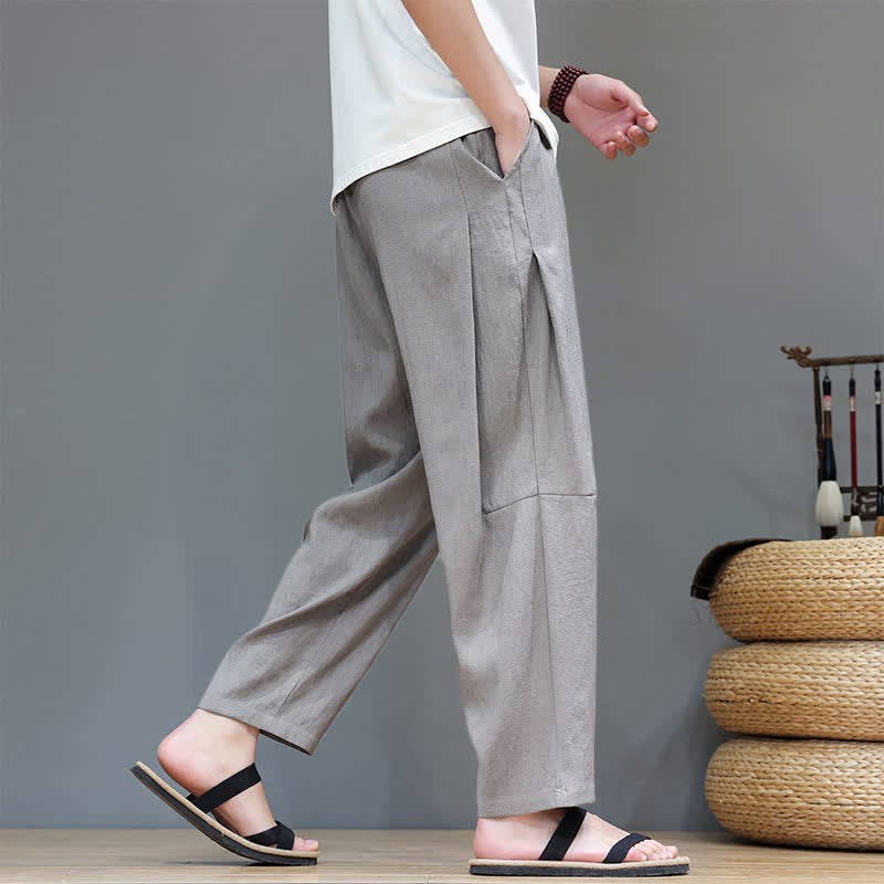 Pantaloni da uomo a gamba dritta, minimalisti, estivi, casual, con coulisse e tasca, con motivo Buddha Stones. - image 5