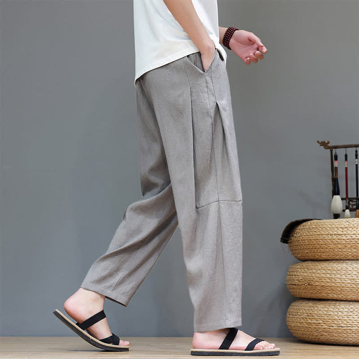 Pantaloni da uomo a gamba dritta, minimalisti, estivi, casual, con coulisse e tasca, con motivo Buddha Stones. - image 5