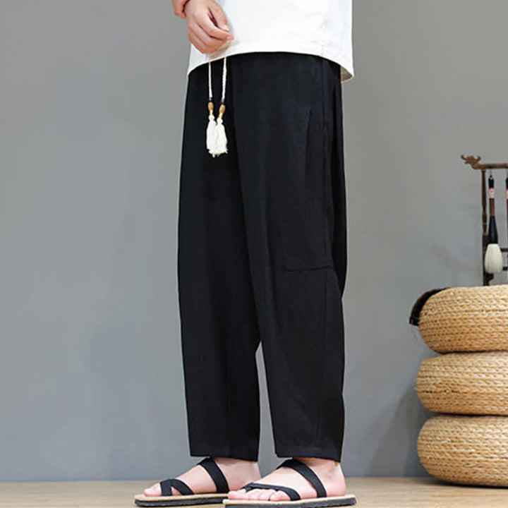 Pantaloni da uomo a gamba dritta, minimalisti, estivi, casual, con coulisse e tasca, con motivo Buddha Stones. - image 27