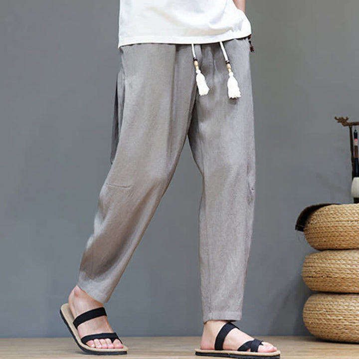 Pantaloni da uomo a gamba dritta, minimalisti, estivi, casual, con coulisse e tasca, con motivo Buddha Stones. - image 6
